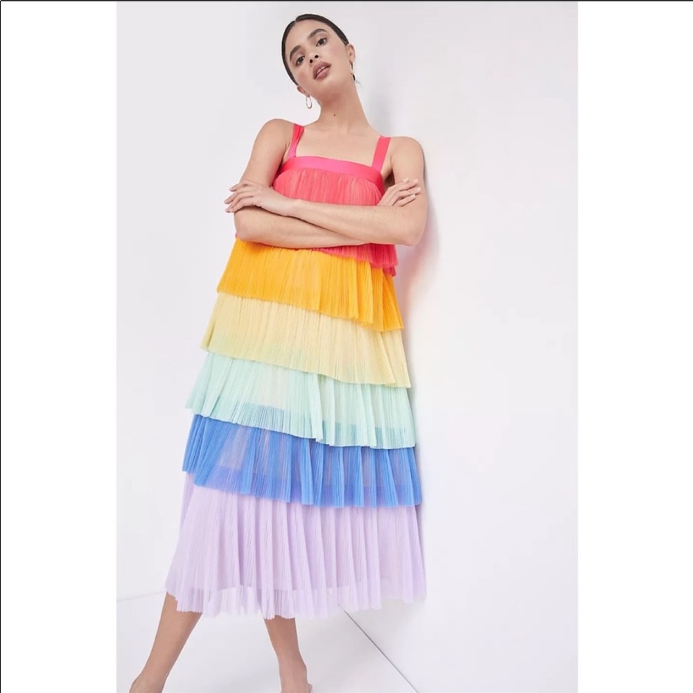 ANTHROPOLOGIE NWT RAINBOW TIERED TULLE DRESS 🌈